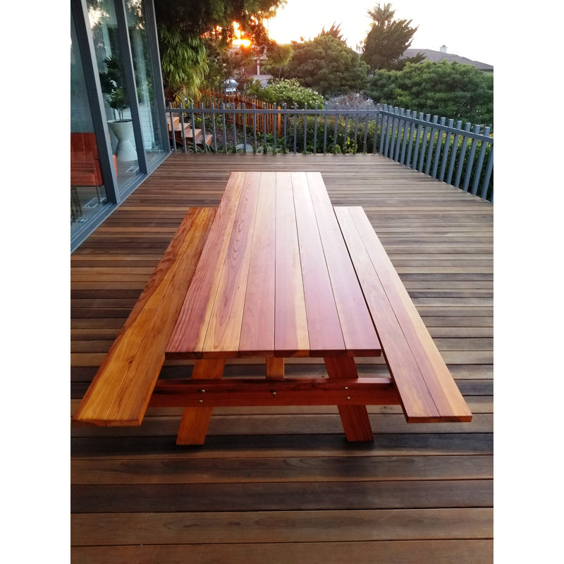 Threadgill Redwood Picnic Table, 30.5" H x 60" L x 48" W, Super Deck