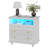 23" W Nightstand with Charging Station, 2-Drawer End Table with Pull-Out Tray, Sensor Lights-369632465-423306805