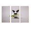 Lapin noir et blanc avec feuille verte - ensemble d'art mural sur toile traditionnel encadré de 3-2136848426-2136848406