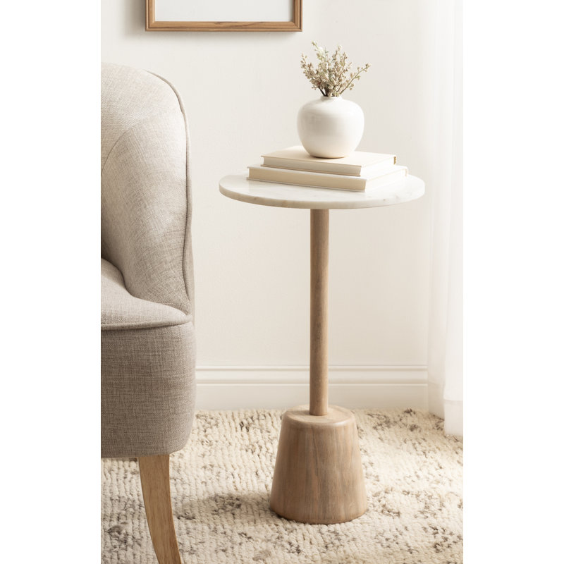Table de bout Cora, Blanc / brun