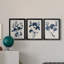 Bleu marine et feuilles de lin II - ensemble de 3 peintures sur toile encadrées-1815478777-1815478781