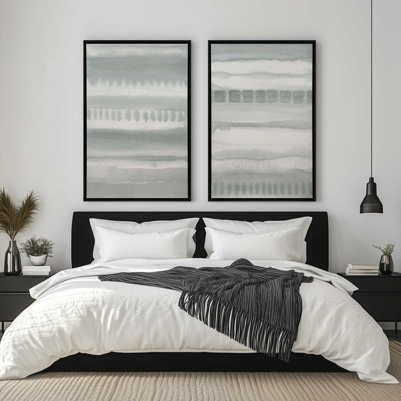 Ensemble de 2 toiles tendres dégradées douces dans un cadre doré, 30 po x 20 po, Cadre flottant blanc opaque
