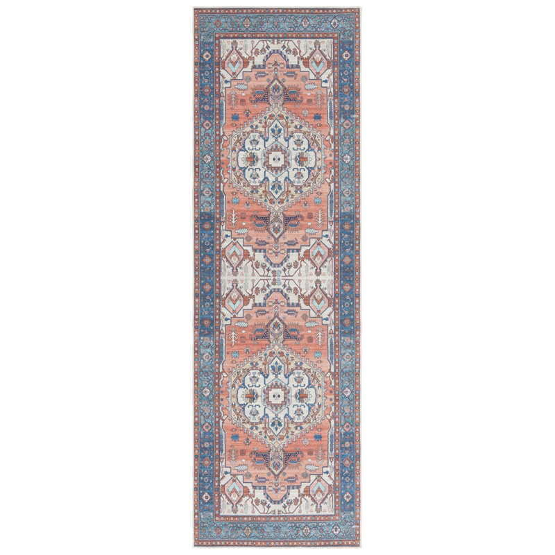 Tapis Arizona 105 rouille / bleu marine, Tapis de couloir 2 pi 6 po x 8 pi