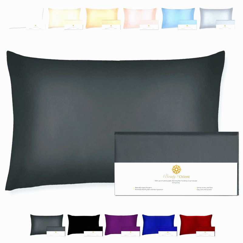 SilkDreams 19 Momme Mulberry Silk Pillowcase - Hidden Zipper, Hypoallergenic Silk Pillow Case for Hair - Queen Size 20" x 30" - Bedrock Beauty