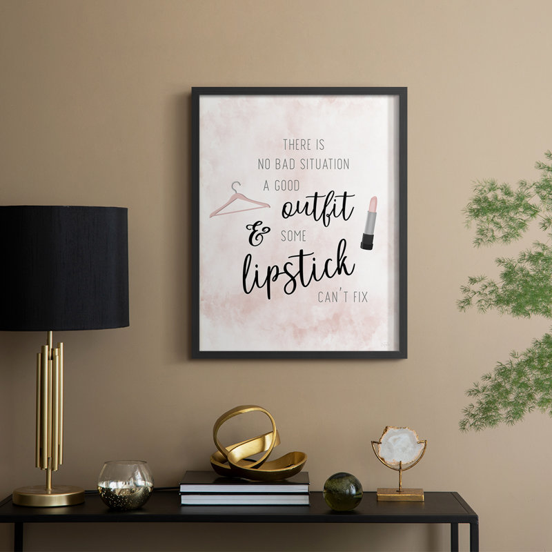 Outfit and Lipstick Framed Print - Solid Wood, Black, 30" H x 24" W