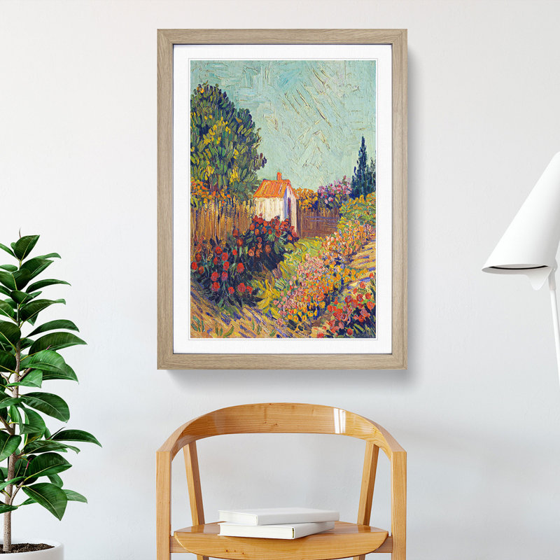 Landscape by Vincent Van Gogh - Picture Frame Painting, 36cm H x 27cm W x 2cm D, Oak Framed