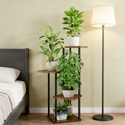 4 Tier Small Corner Plant Stand Indoor Wooden Brown