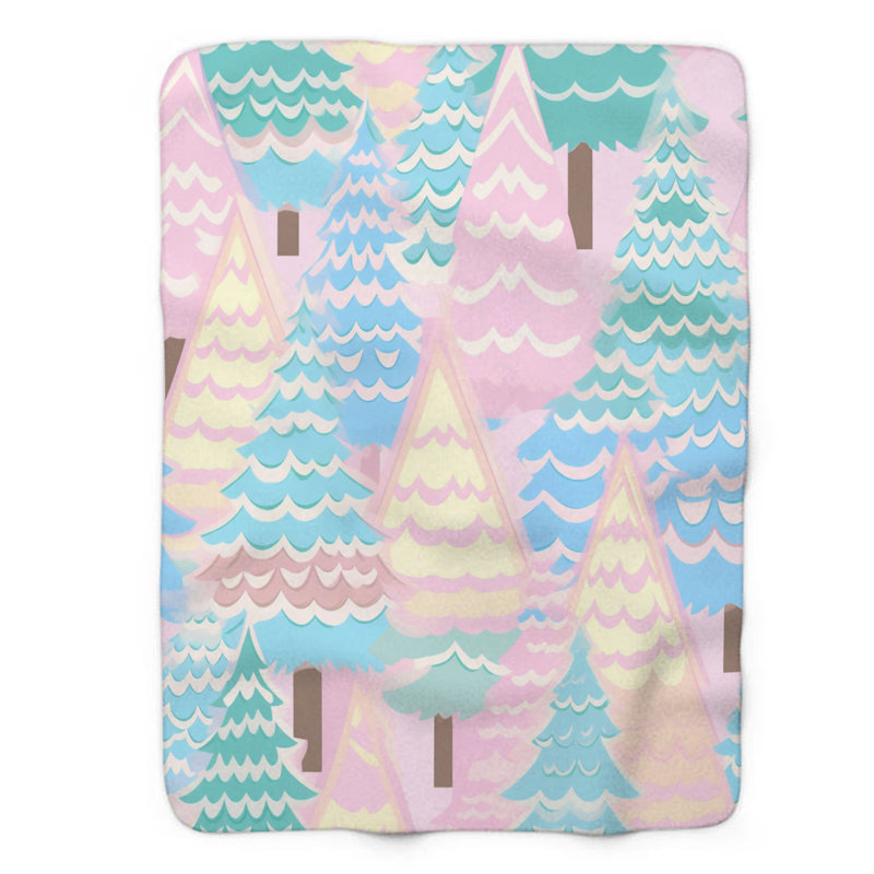 Pastel Tree Art - couverture sherpa de qualité supérieure 1 pièce, L 60 po x L 80 po