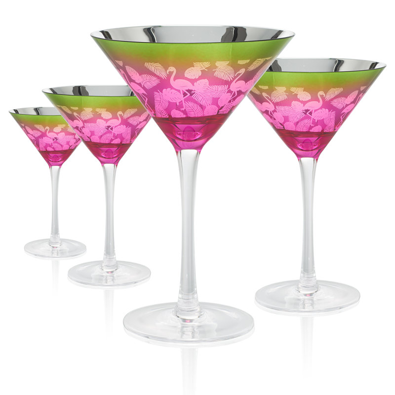 Verre martini 10 onces tropical flamant rose Izaiah