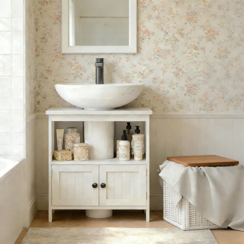 Armoire de salle de bain sous le lavabo de style moderne, armoire de rangement sur piédestal (non incluse)