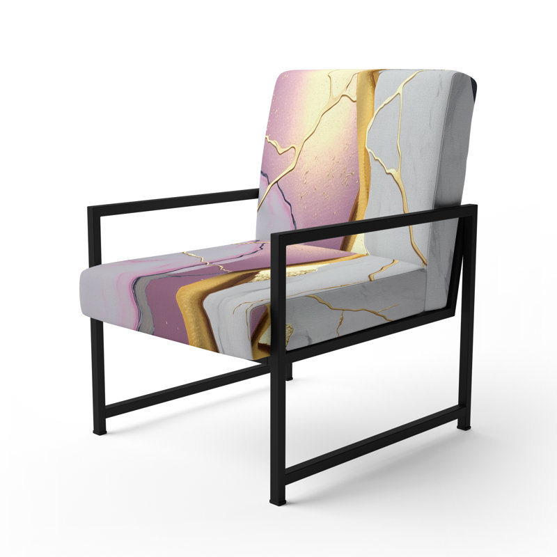 Cress - Fauteuil d'appoint rembourré en marbre, Noir, noir, noir, noir
