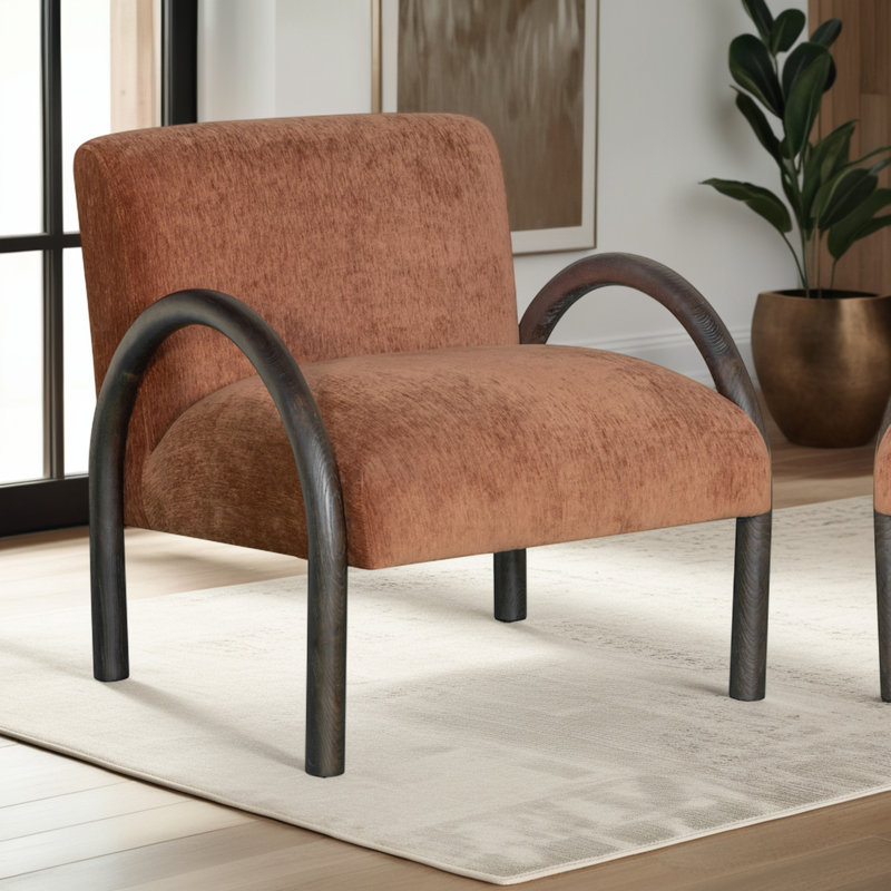 Fauteuil d'appoint Kameela, Polyester brun, Noir, noir, noir, noir