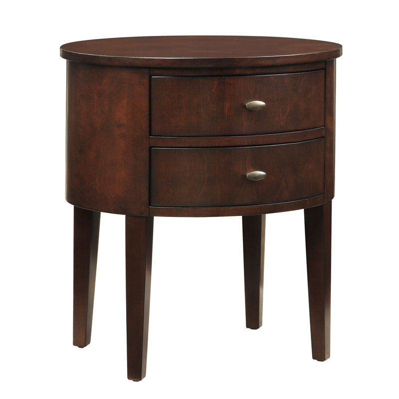 Table de bout à 2 tiroirs en bois massif Zaheed, Espresso