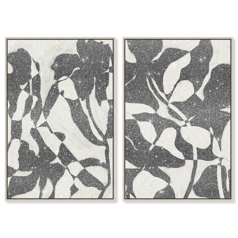 Contrast Nature Set Canvas Abstract Print by Oliver Gal, Black Frame, 10 x 15, 92"H x 62"W, Silver Floater Frame