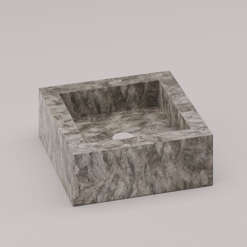 Square Wash Basin, Smoky Quartz