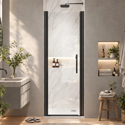 Porte de douche pivotante sans cadre de 81 à 84 cm de largeur x 183 cm de hauteur, en verre certifié SGCC