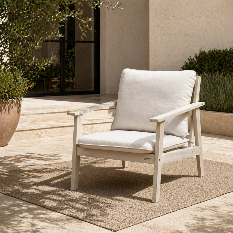Chaise de patio d'extérieur - Structure en bois massif avec coussins
