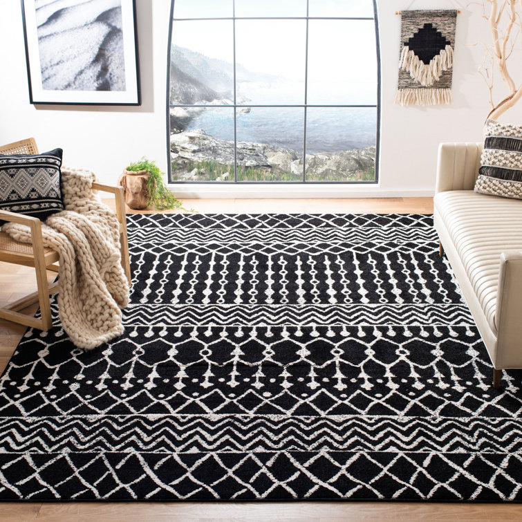Tapis noir / ivoire à motif géométrique Cobos