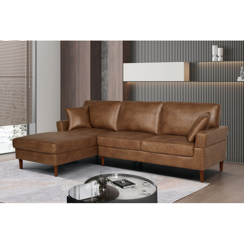 Canapé modulaire 2 pièces Alajbegu, Similicuir brun clair