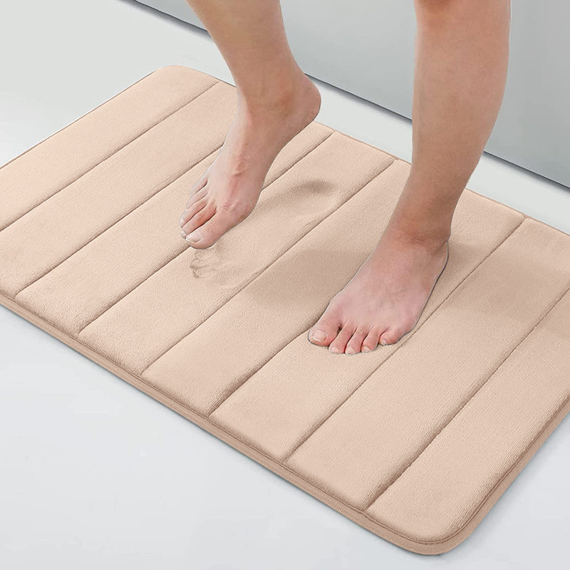 Mylhana Memory Foam Bath Mat - Non Slip Super Absorbent & Quick Dry Anti-Bacterial, Cream, 40cm W x 60cm L