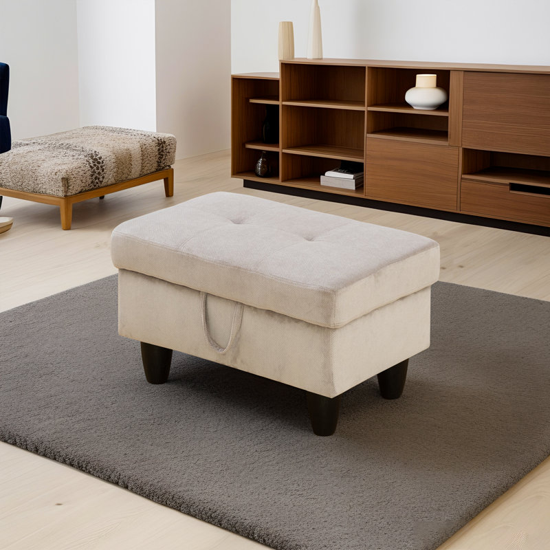 Claritza Upholstered Ottoman, Gray White