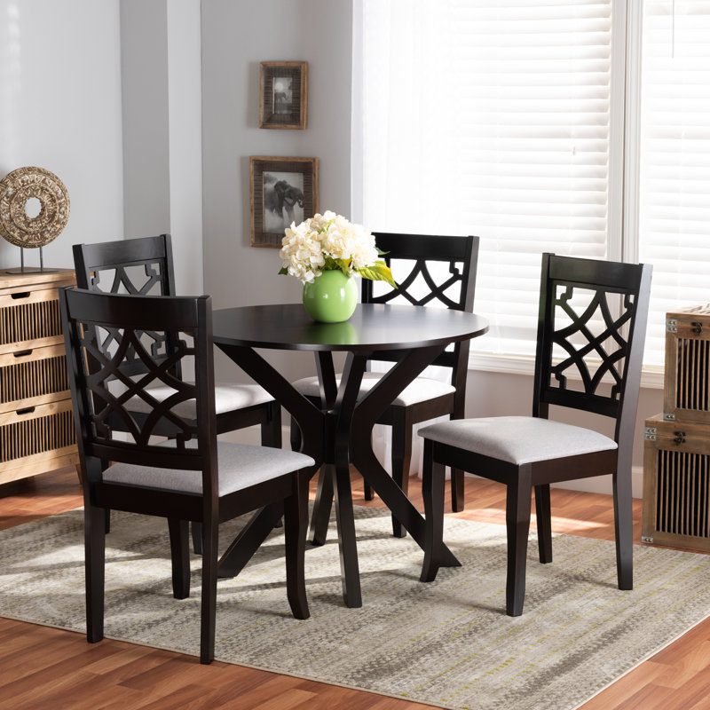 5 - Person Solid Wood Solid Wood Top Four Leg Dining Set, Dark Brown