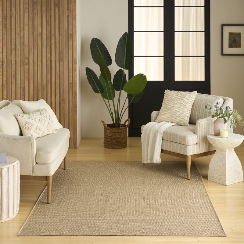 Tapis d'intérieur / extérieur uni Tulum, Rectangle 6 pi x 9 pi, Crème
