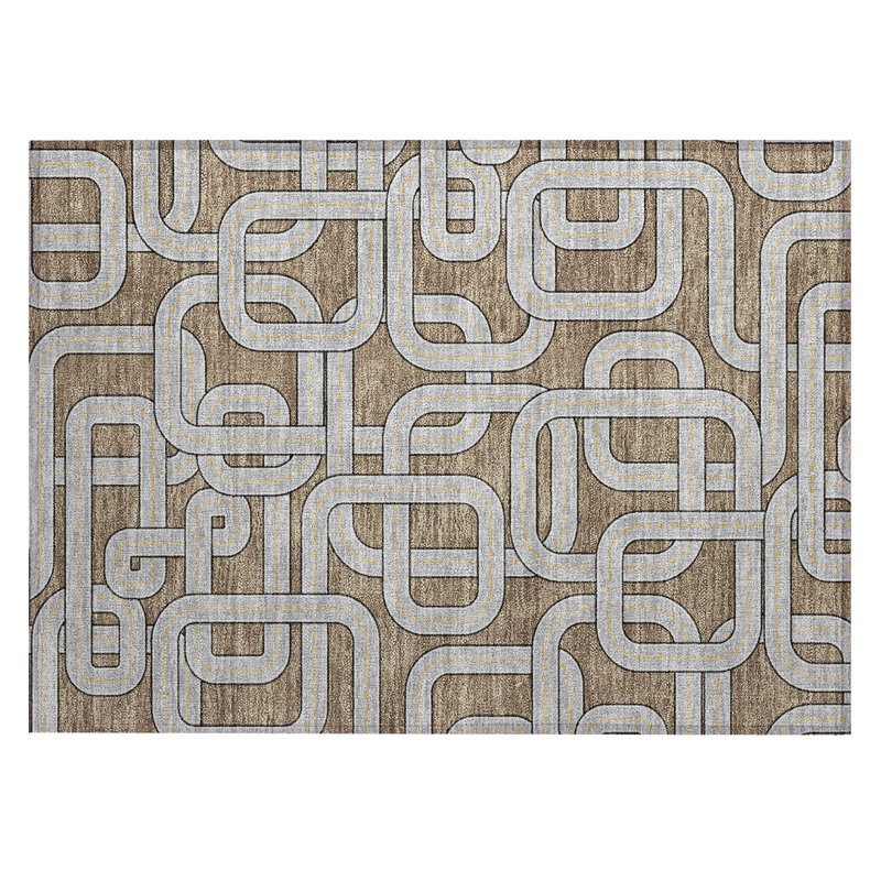 Machine Washable Indoor/Outdoor Chantille ACN2764 Kids Rug, Mocha, 2'6" x 3'10"
