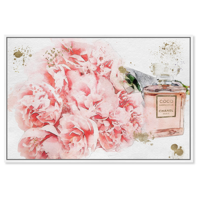 Fleurs et fleurs de parfum - impression, H 24 po x l 36 po, Toile avec cadre blanc