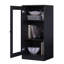 Bibliothèque 100% bois massif à 3 tablettes avec porte en verre transparent et tablettes réglables-18873952
