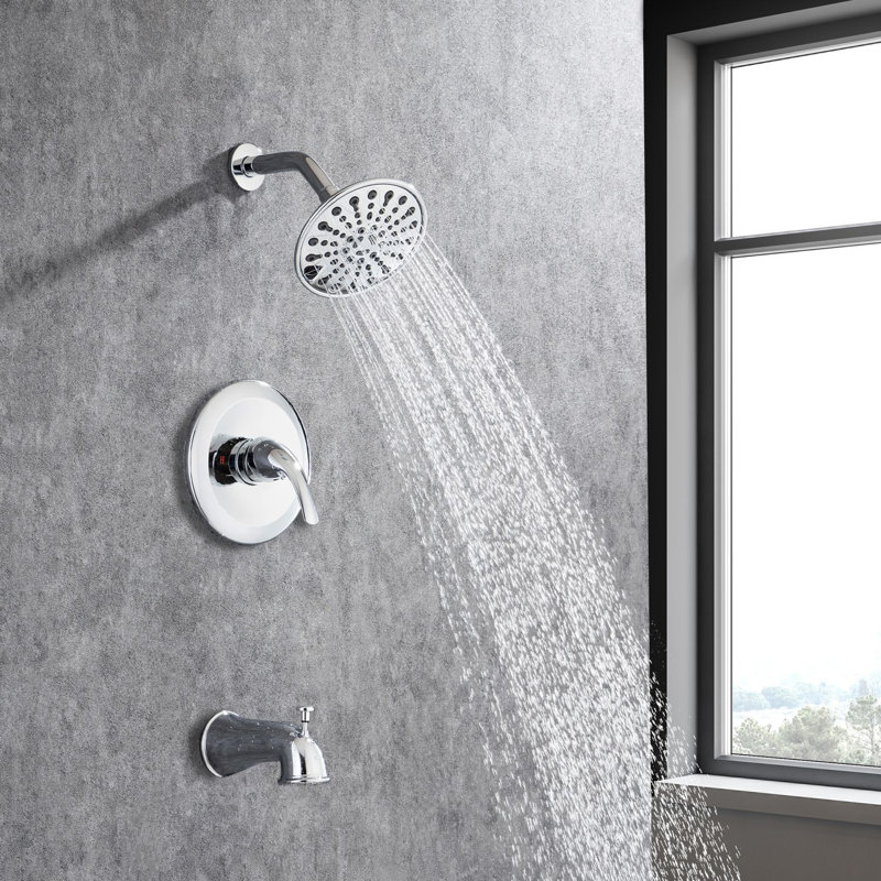 Diverter Tub & Shower Faucet with Rough in-Valve, Chrome