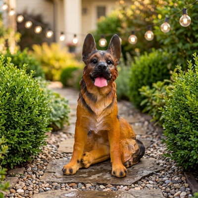 Statue de chien en résine résistante aux intempéries, figurine d'animal réaliste pour la décoration de votre pelouse, terrasse et jardin.
