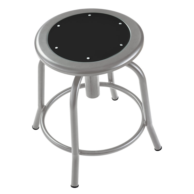 Adjustable Black Metal Swivel Stool with Footrest