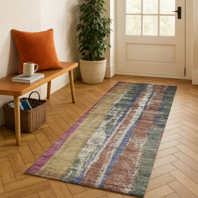Premium Machine Washable Mayfield AMF1910 Stripes Rug, Runner 2'3" x 7'6"