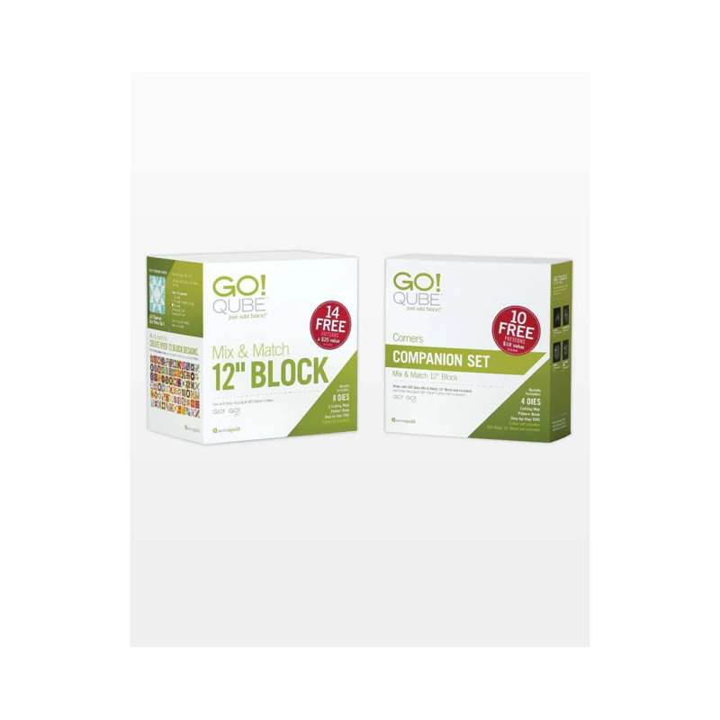 AccuQuilt GO! Ensemble de matrices de découpe de tissu 12 po Qube Companion
