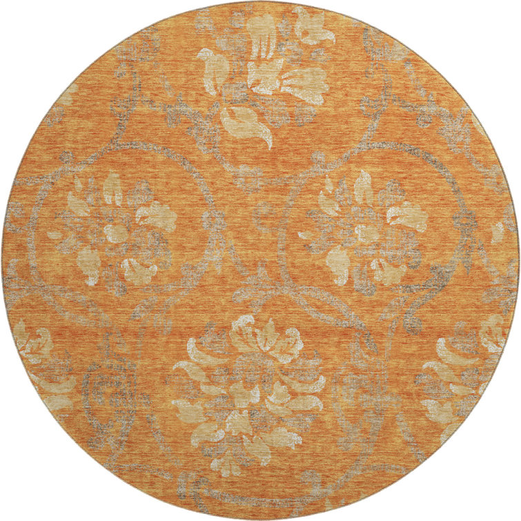 Premium Machine Washable Prisco Orange Rug