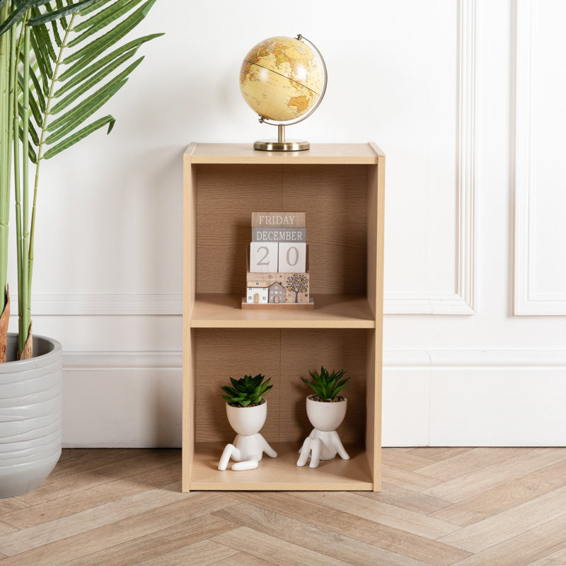 2 Tier Bookcase Cube Wooden Bookshelf, Brown
