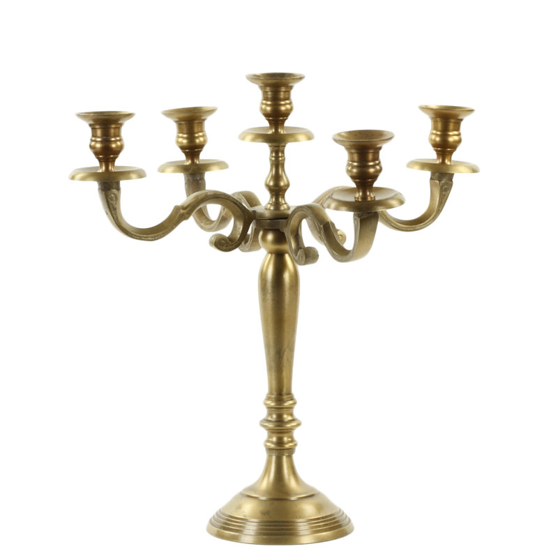 Metal Candelabra, 12" H x 6" W x 6" D, Antique Gold