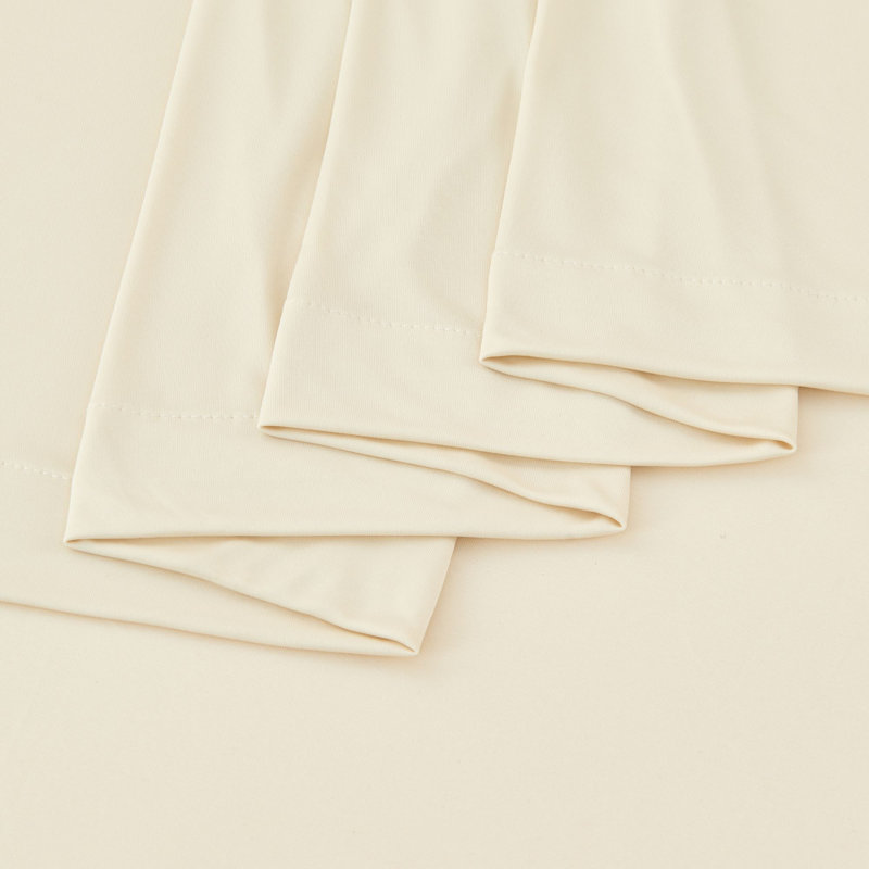 Beige and White Queen Performance Microfiber Sheet Set