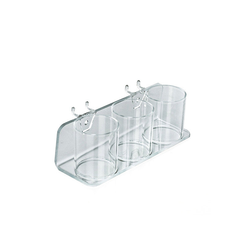Clear Acrylic Three-Cup Holder for Pens, Brushes, and Cosmetics