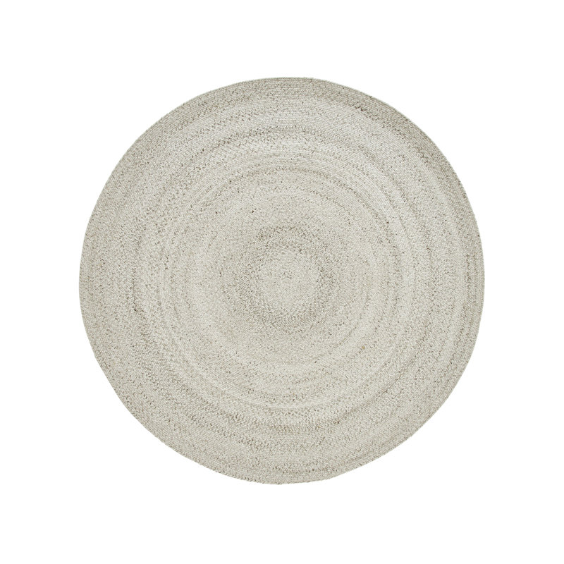 Tapis rond ivoire tissé à la main, Rond 5 pi