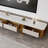 78.7" Luxury Modern TV Stand with Gold Accents, Marble Top, and 4 White Storage Drawers