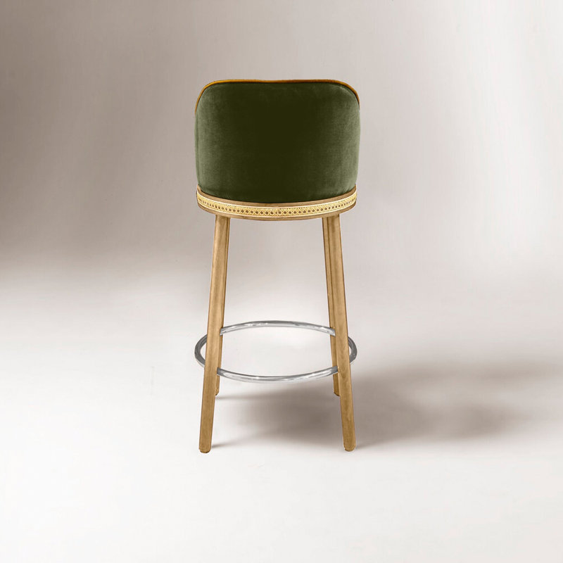 Tabouret de bar et de comptoir Alma, Kiwi, Nickel poli, Tabouret de comptoir (siège d'une hauteur de 27 p