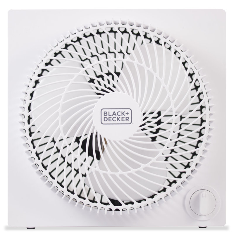 Sleek Frameless 9" White Box Fan with Remote Control, 3-Speed