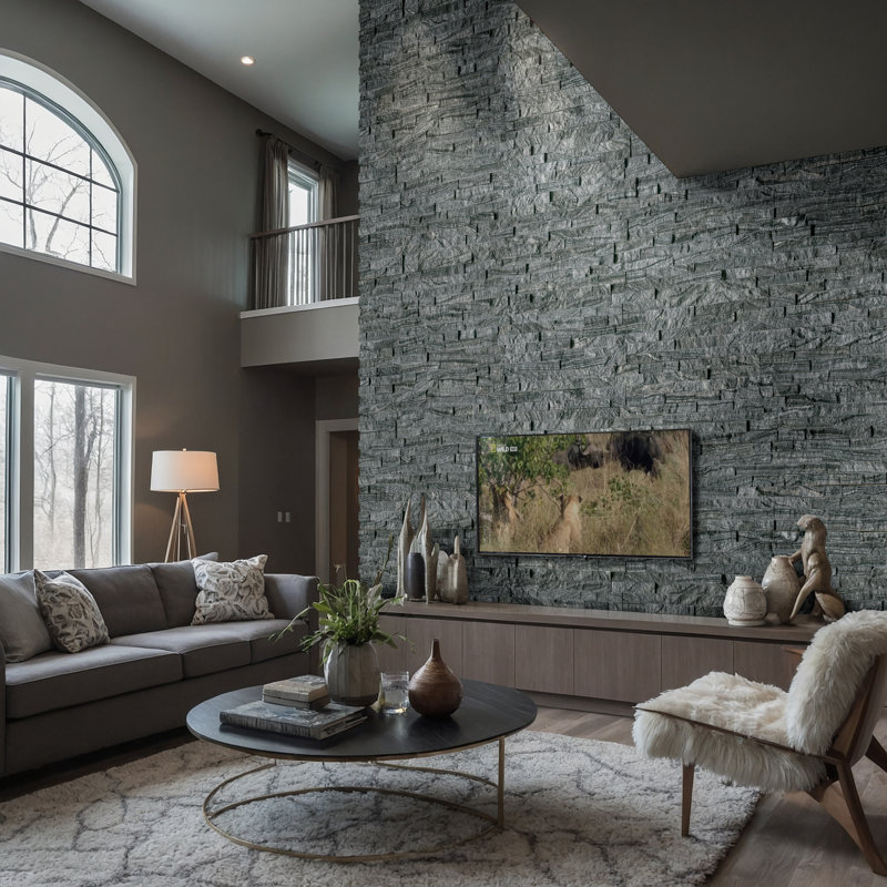 Stonecrest 6 in. x 24 in. Split Face Natural Stone Ledger Panel Wall Tile, Ashen Black
