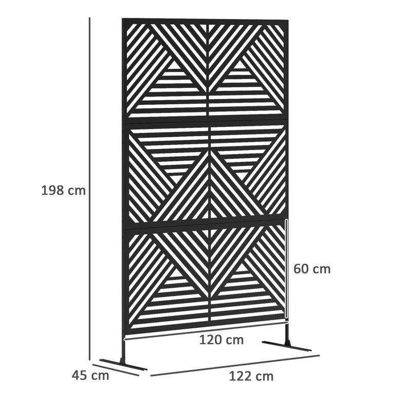 198cm H x 122cm W Steel Privacy Screen Included