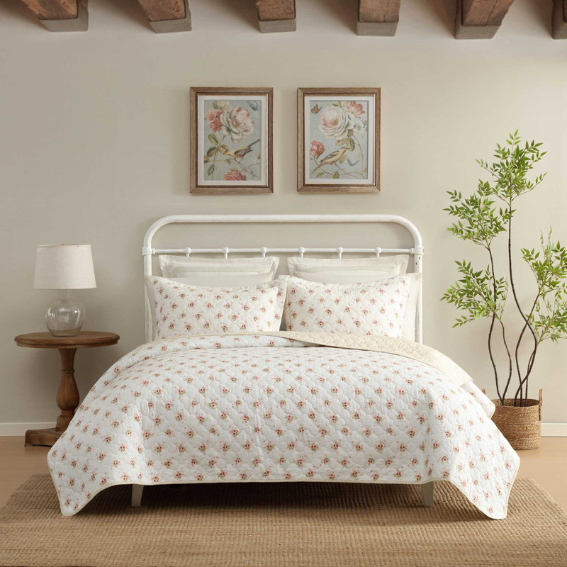 Ensemble de courtepointe réversible en coton Laura Ashley Dorrie, Courtepointe très grand et 2 très grandes taies 