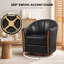 Fauteuil demi-tonneau pivotant en cuir moderne avec base en bois massif (ensemble de 2)-538221318