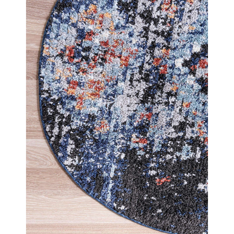 Tapis bleu marine Victorville, Rond 7 pi