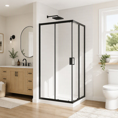 Corner Shower Door 36 in.D x 36 in. W x 72 in. H, Shower Enclosure with 1/5 in. Clear Tempered Glass Panels, Sliding Opening